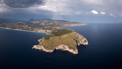 Aerial view of sea against sky