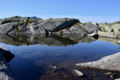 Scenic view of mountains against clear sky