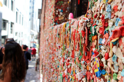 Close-up of gum wall