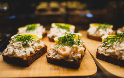 Close-up of food on cutting board