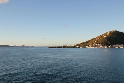 Scenic view of sea against clear sky