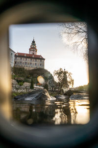 Reflection of built structure in water