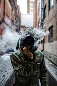 Portrait of person photographing