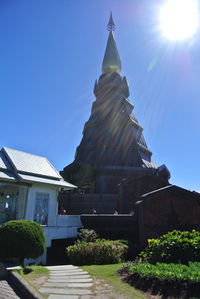 Low angle view of temple against clear sky