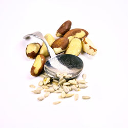 Close-up of cake against white background