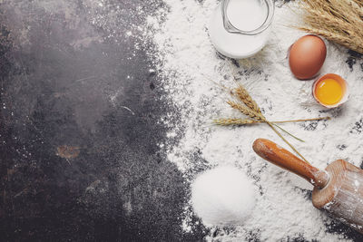 High angle view of food in kitchen