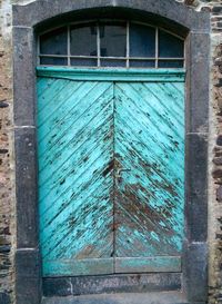 Closed door of building