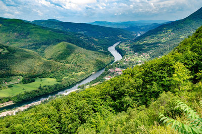 High angle view of landscape against sky