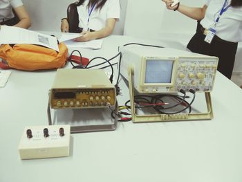 Telephone booth on table