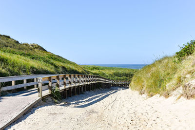 Scenic view of land against clear sky