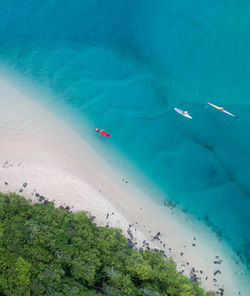 High angle view of people on beach