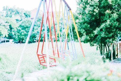 View of swing in park