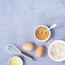 High angle view of food on table