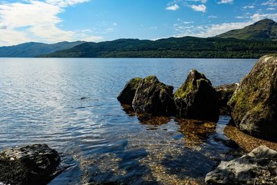 Scenic view of lake against sky