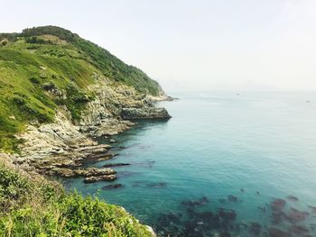Scenic view of sea against clear sky