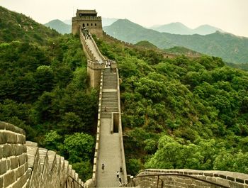 Arch bridge over mountains