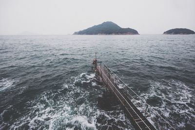 High angle view of sea against sky