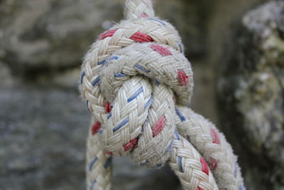 Close-up of rope tied up outdoors