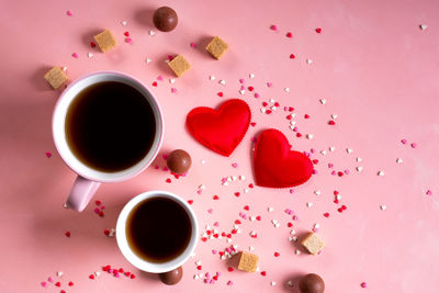 Directly above shot of coffee cup on table