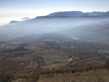 High angle view of landscape against sky