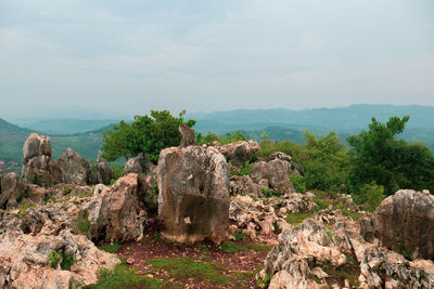 View of rock formation against sky