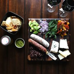 High angle view of food on table