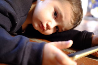 Close-up portrait of cute boy