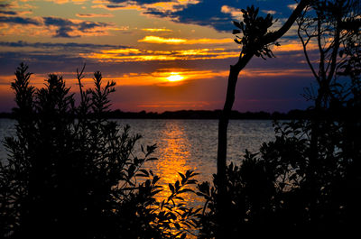 Scenic view of sunset over river