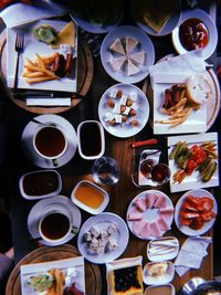 High angle view of coffee on table