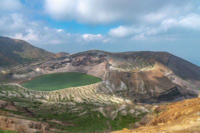 Panoramic view of landscape and mountains against sky