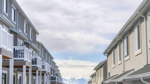 Low angle view of buildings against sky