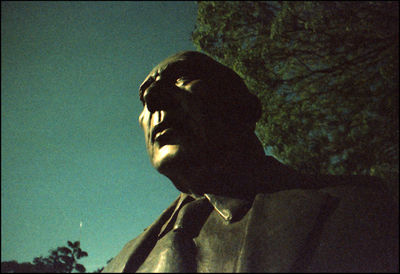 Low angle view of statue against sky