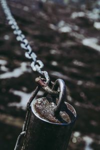 Close-up of padlock on chain