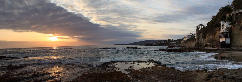 Scenic view of sea at sunset