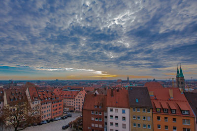 High angle view of townscape against sky