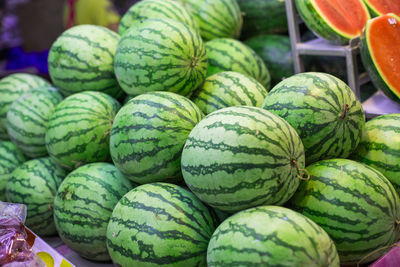 Close-up of pumpkins for sale in market