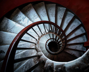 High angle view of spiral stairs