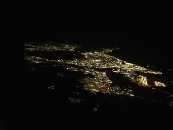 Aerial view of illuminated cityscape