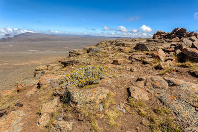 Scenic view of rocky mountains against sky