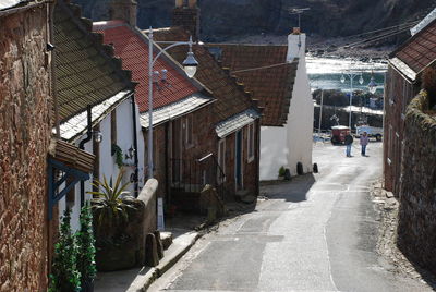 Houses against clear sky