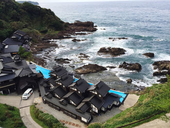 High angle view of beach