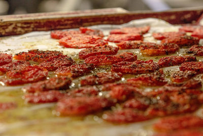 Close-up of pizza on table