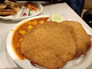 High angle view of meal served in plate