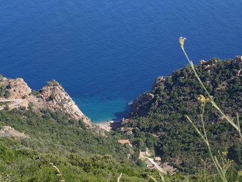 Aerial view of precipice against sea