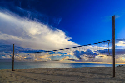 Scenic view of beach against sky in freeport, bahamas 