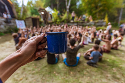 Group of people against blurred background