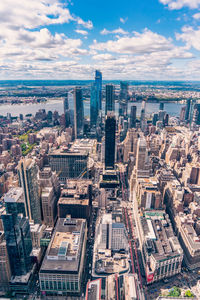 High angle view of cityscape against sky