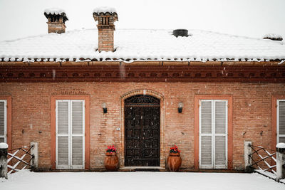 Exterior of building with snow