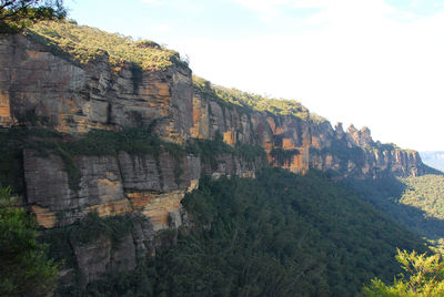 Rock formations on landscape against sky