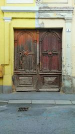 Closed door of building